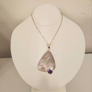 Mother of pearl with amethyst pendent